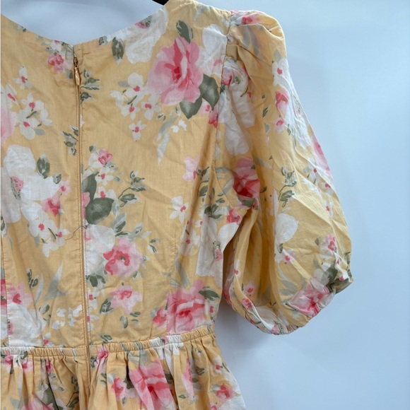 Abercrombie & Fitch Mini Dress Floral Baby Doll Cinch Front Puff Sleeve small - Picture 9 of 16